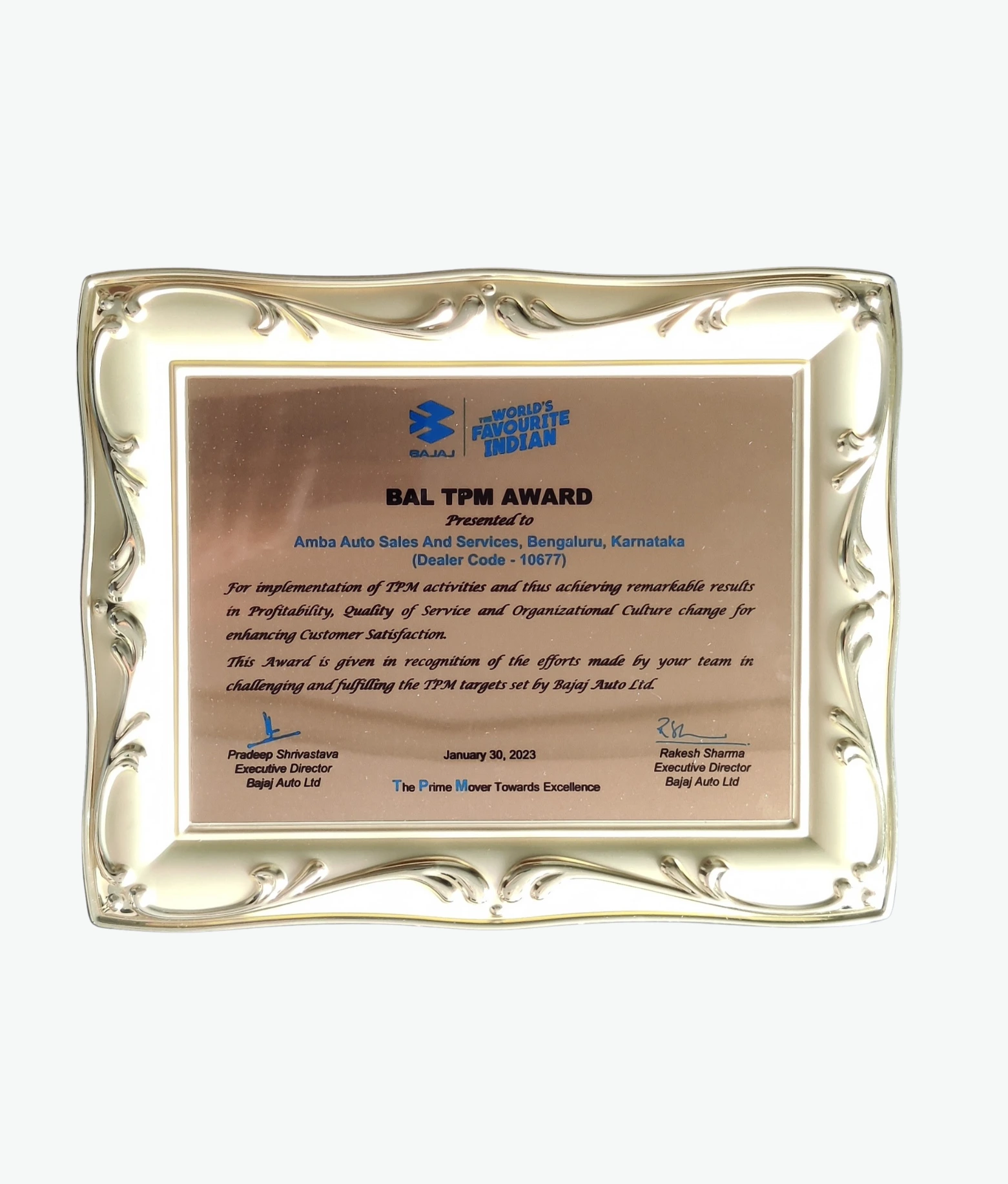 TPM Award for implementing and improving results in profitablity_2022-23