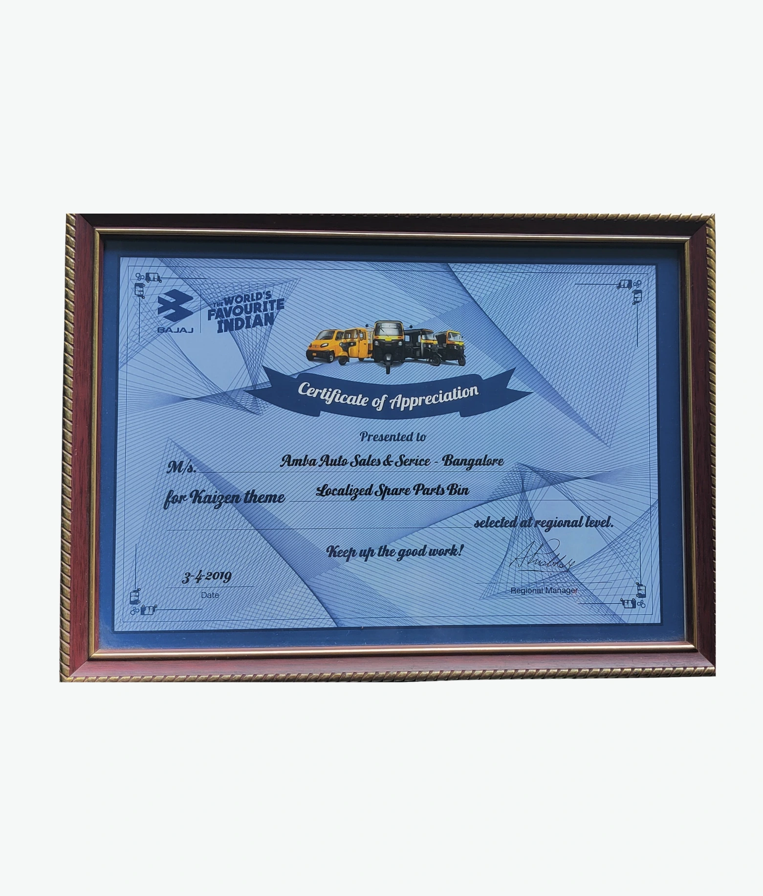 As a part of Kaizen, localizing spare parts Bin